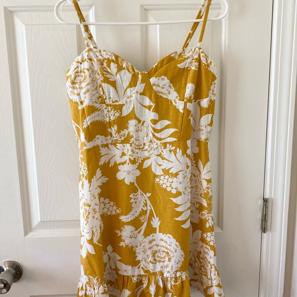 Wild Fable Yellow Floral Linen Minidress